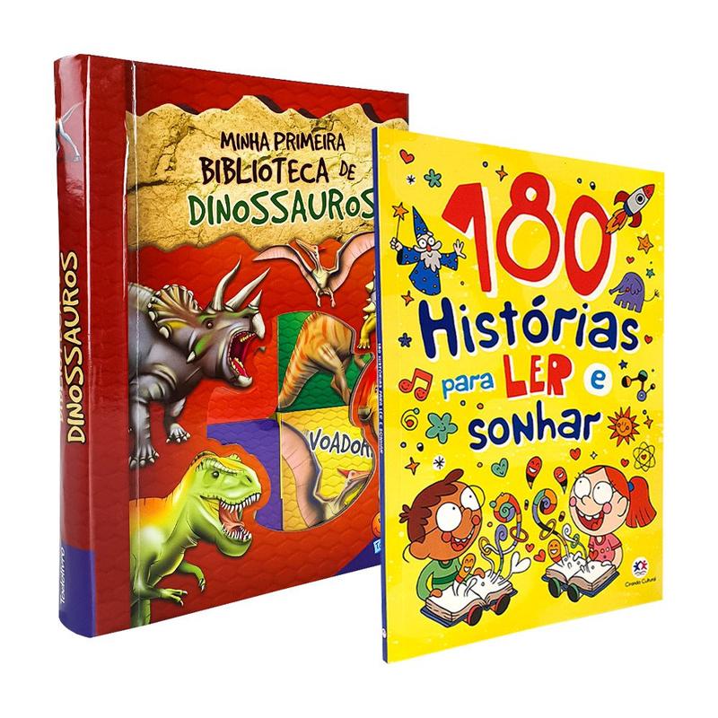 Kit Minha Primeira Biblioteca de Dinossauros + 180 Histórias para